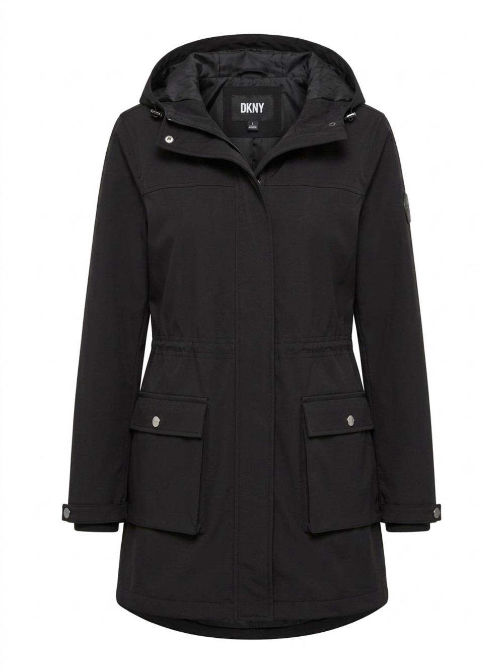 NEW DKNY Women's Water Resistant Parka Fully Lined Anorak Black Size XL